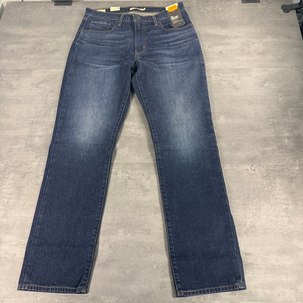 Levi's 724 Premium Jeans 32x32 High Rise Straight Dark Wash Blue Stretch Big E